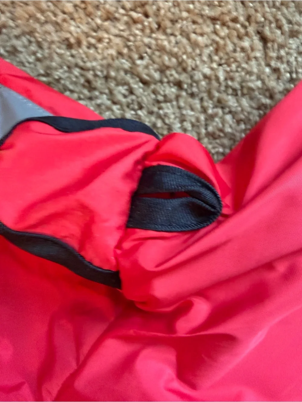 Red Reflective Dog Raincoat with Black Trim Size Large